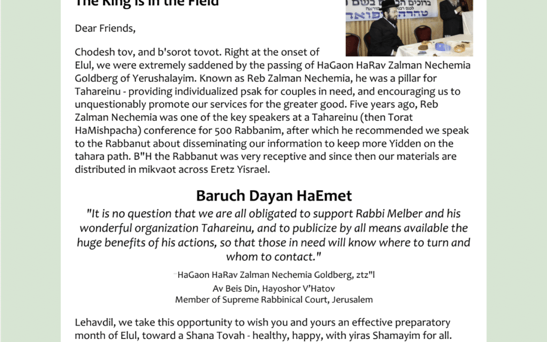 Elul 5780 / August 2020