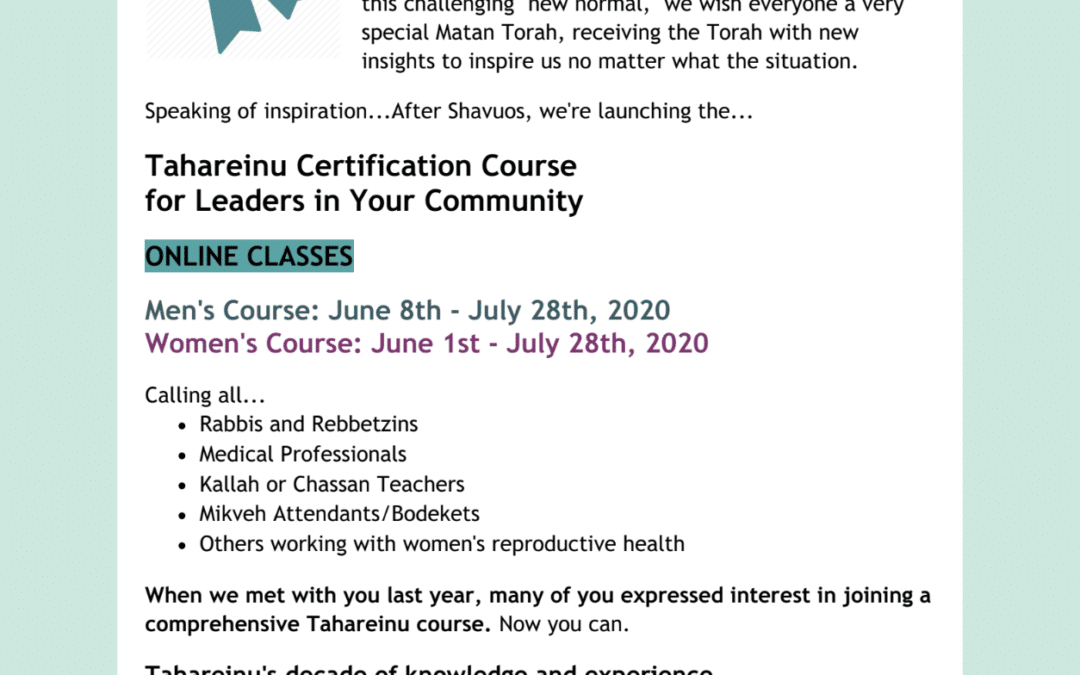 Sivan 5780 / May 2020